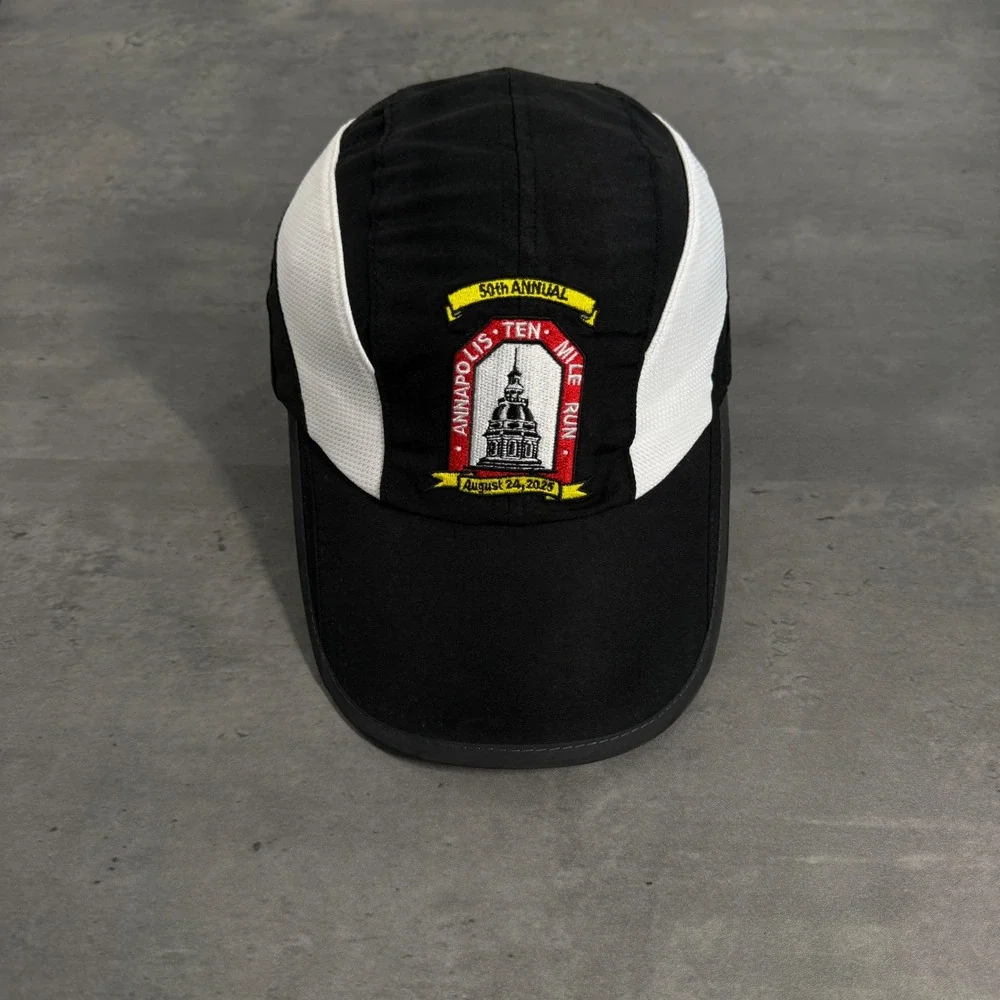 National Running Center‎ Annapolis Ten Mile Run Hat Unisex OS Black White Mesh